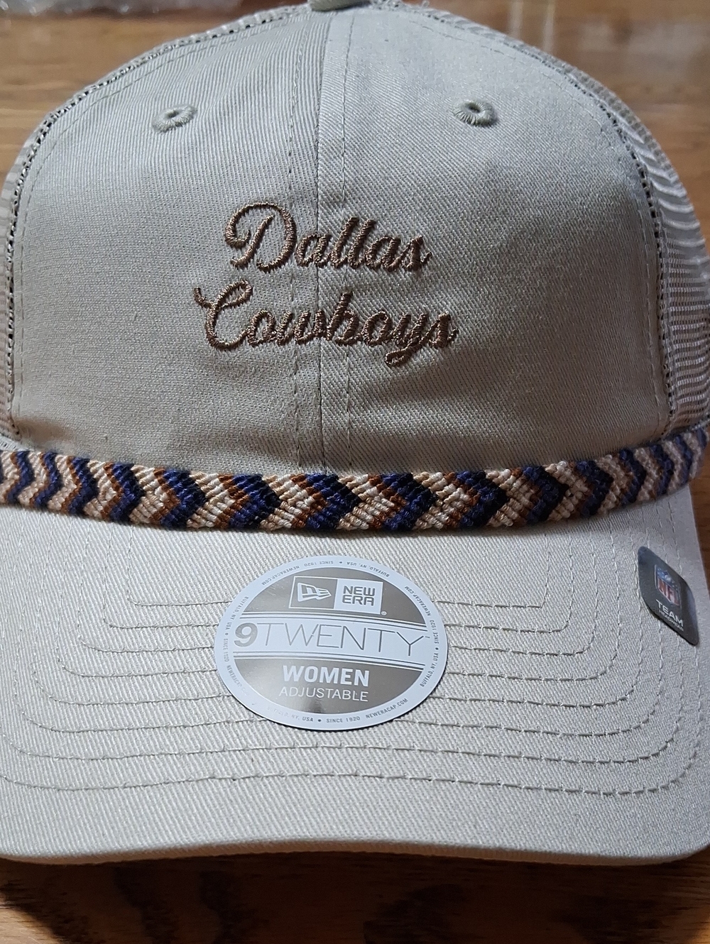 DALLAS COWBOYS CAP Hat Womens NEW Adjustable CREME BEIGE TAN FISHTAIL NEW